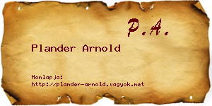 Plander Arnold névjegykártya